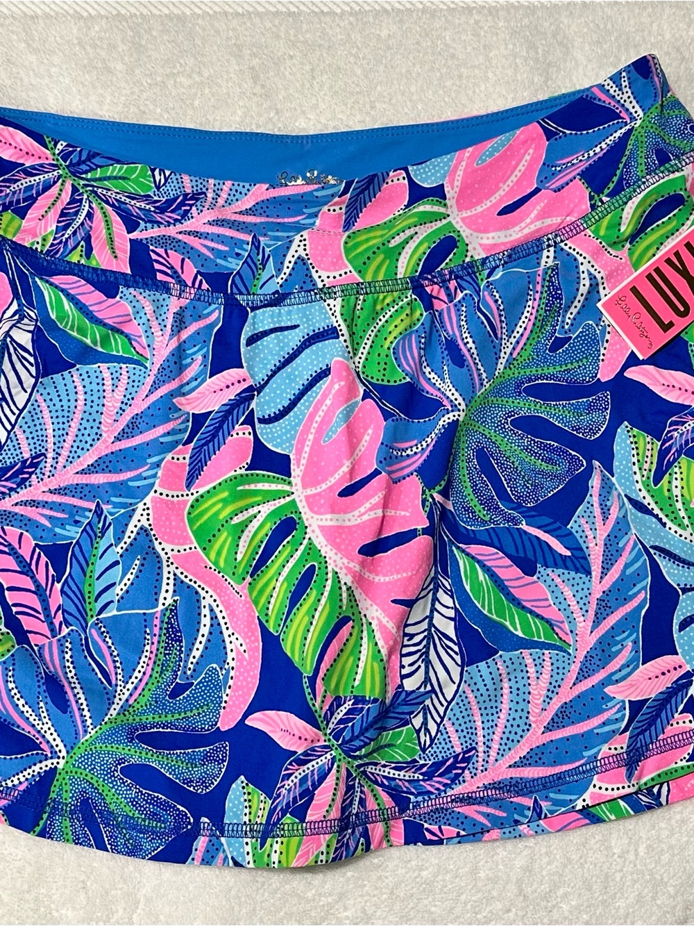Lilly Pulitzer Pink Blue Green Leaf Print Skort - Picture 2 of 4